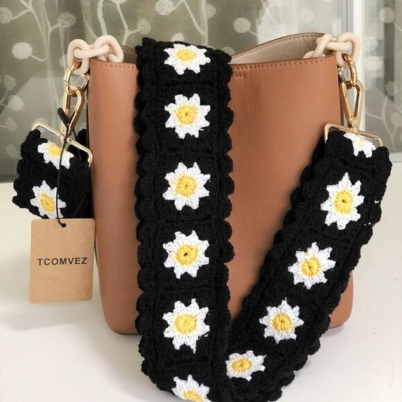 Crochet Floral Purse Straps Replacement Adjustable Wide Shoulder Strap Women main image 5
